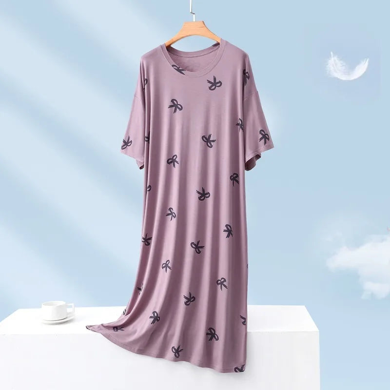 150kg Plus Size Women's T-Shirt Dress – Oversized Loose Short Sleeve Korean-Style Nightgown for Summer Homewear