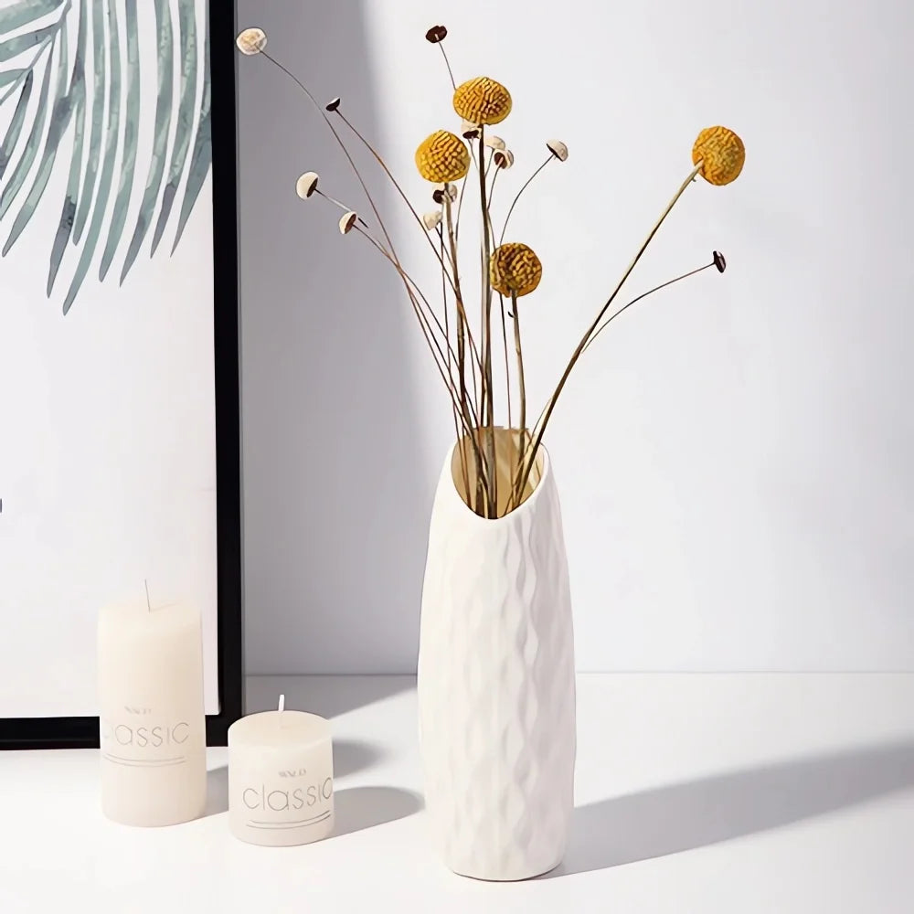 Nordic Modern Plastic Flower Vase – Minimalist Decorative Vase for Fresh Flowers & Home Décor