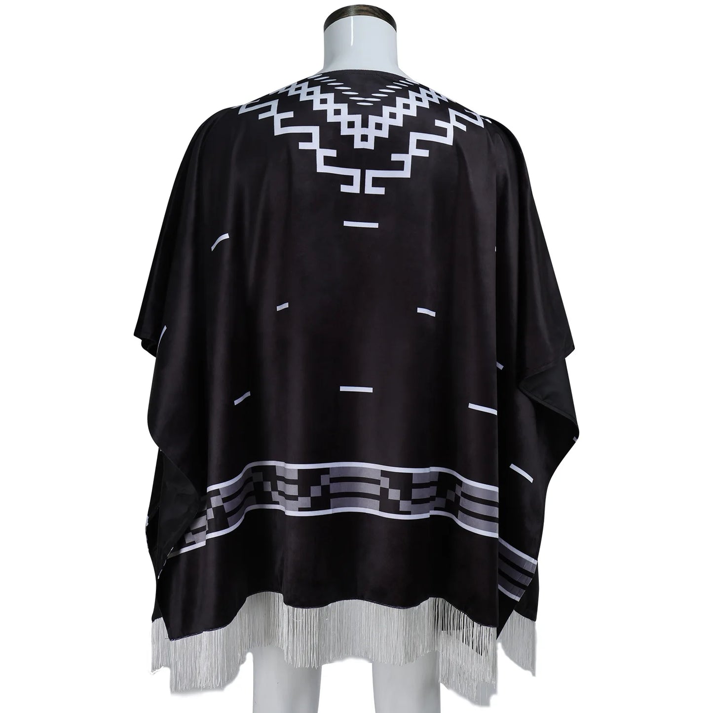 Clint Eastwood Inspired Cowboy Poncho Cosplay Costume – Men’s Aztec Pattern Serape Shawl Cape with Hat for Halloween & Movie Roleplay