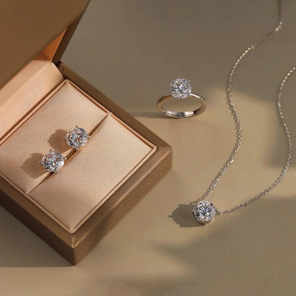Collar con colgante de moissanita de plata de ley 925 – Joyería fina nupcial y para mujer de 0,5 a 5 quilates