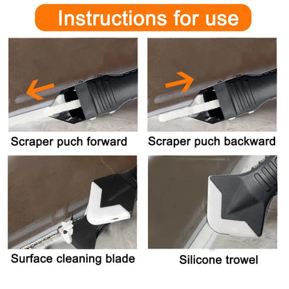 5-in-1 Silicone Caulking Tool Kit – Sealant Remover, Smoothing Spatula & Window Squeegee for Grout & Silicone