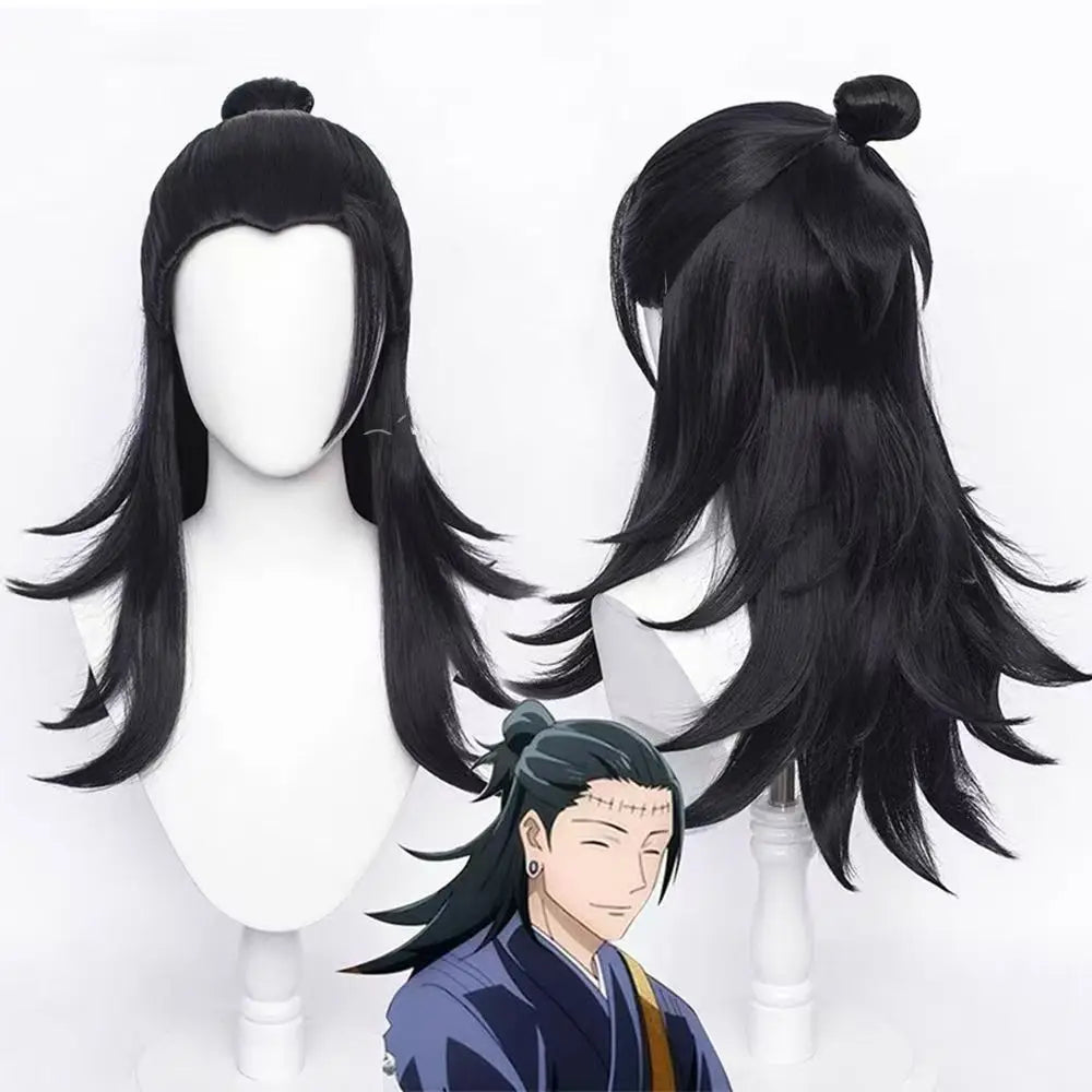 Jujutsu Kaisen Geto Suguru Cosplay Costume – Black & Blue Kimono School Uniform with Wig Anime Outfit for Halloween, Convention & Roleplay