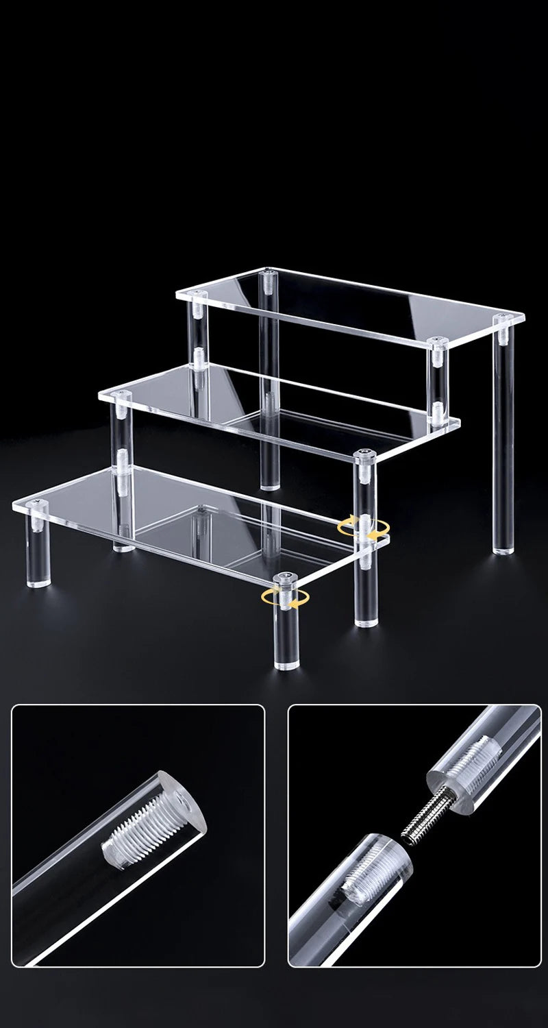 Support d'affichage en acrylique – Présentoir organisateur transparent à 1-5 niveaux pour parfums, poupées, figurines et objets de collection