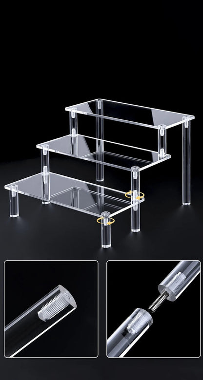 Support d'affichage en acrylique – Présentoir organisateur transparent à 1-5 niveaux pour parfums, poupées, figurines et objets de collection