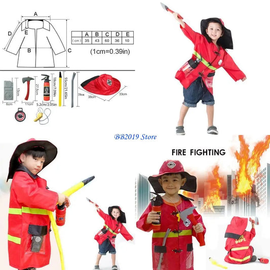 Disfraz de bombero y policía para niños – Uniforme de juego de rol de profesiones para Halloween y juego de simulación