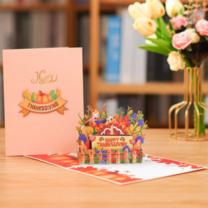 3D Pop-Up Thanksgiving Greeting Card – Thank You Card for Family, Friends, Appreciation & Holiday Wishes