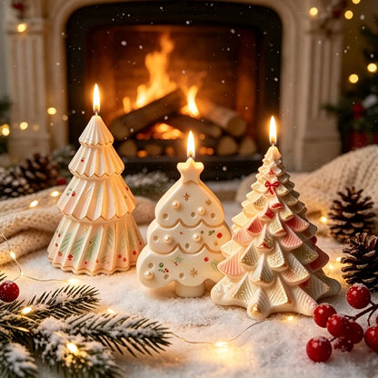 3PCS Christmas Candle Mold Set – Christmas Tree, Candle & Ornament Shapes for DIY Epoxy Plaster Candle Making and Craft Projects