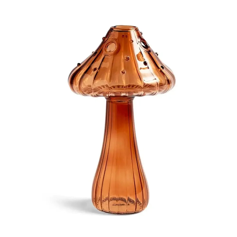 Florero de vidrio con forma de hongo – Maceta hidropónica transparente y jarrón decorativo de escritorio