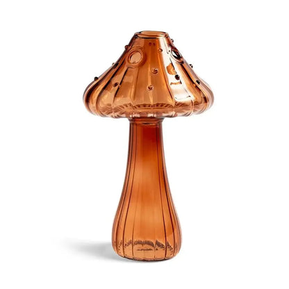Florero de vidrio con forma de hongo – Maceta hidropónica transparente y jarrón decorativo de escritorio