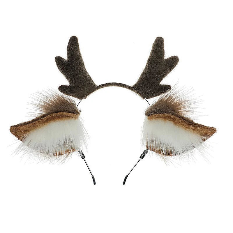 Cute Plush Deer Antler Headband for Women – Christmas Cosplay Lolita Hair Hoop Party Accessory