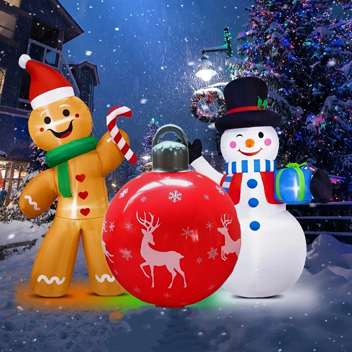 1PC 40CM Inflatable Christmas Decoration Ball – PVC Outdoor Holiday Ornament for Yard, Lawn, Porch & Christmas Home Decor