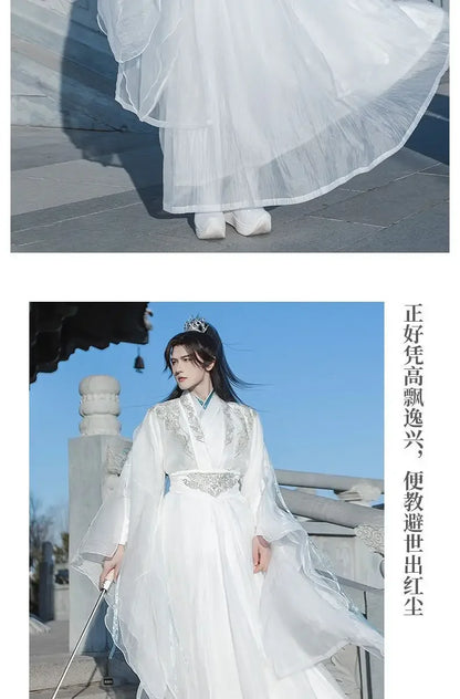 2HA Chu Wanning Cosplay Costume – White Ancient Hanfu Dress Inspired by Mo Ran & Chu Wanning (The Husky and His White Cat Shizun) Chinese Drama Outfit for Halloween, Convention & Roleplay