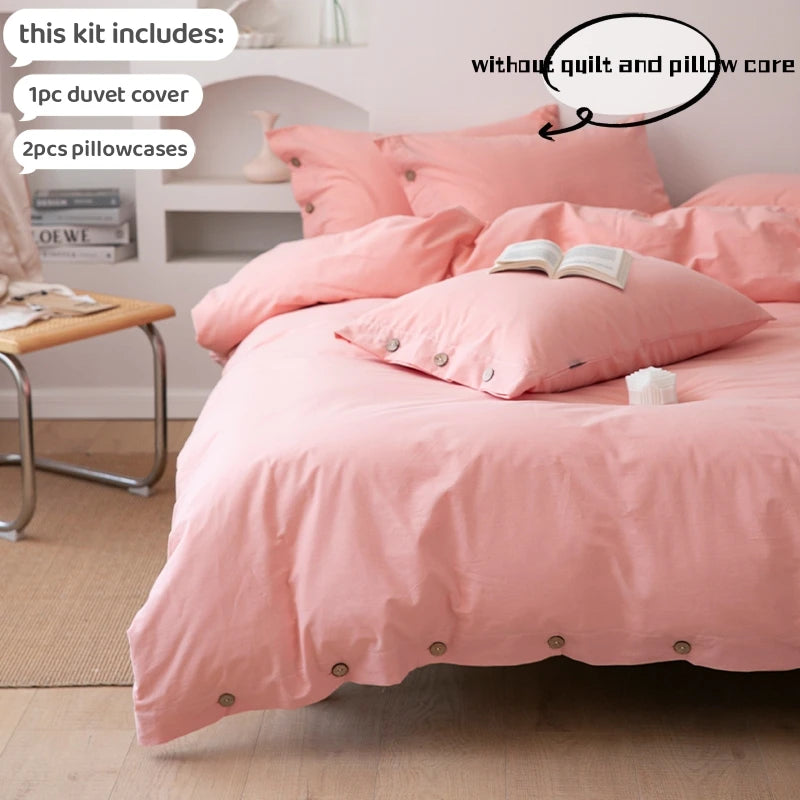 3-Piece 100% Cotton Bedding Set – Duvet Cover & Pillowcase Set for Queen & King Beds
