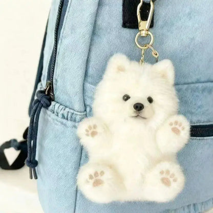 Cute Samoyed Dog Plush Keychain – Ultra-Soft Stuffed Animal Pendant for Backpacks, Purses, Bags & Everyday Accessories
