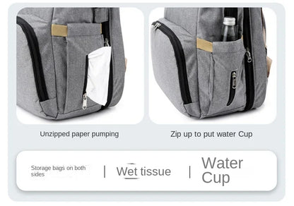 Sac à langer de grande capacité pour bébés avec matelas à langer – Sac à langer de maternité imperméable pour mamans avec rangement pour biberons et lit de bébé