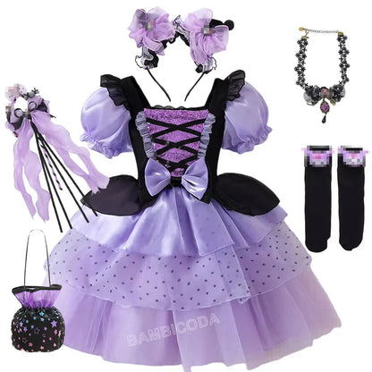 2026 Gothic Lolita Witch Costume Dress – Japanese-Inspired Ruffle Bow Princess Dress for Halloween, Christmas & Parties