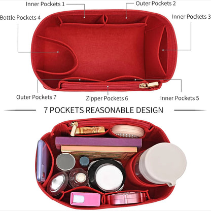 Separador organizador de fieltro para bolso – Divisor de almacenamiento para bolsos Speedy 25/30/35 y Neverfull, organizador interno multibolsillos para bolsos de lujo, carteras y bolsos de mano