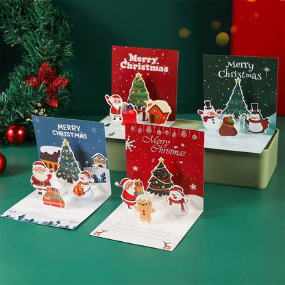 3D Santa Christmas Greeting Card – Folding Merry Christmas Best Wishes Card, Xmas Gift, New Year Blessing & Thank You Postcard