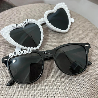 2PCS Mr & Mrs Pearl Glasses – Wedding Photo Props for Bridal Shower, Bachelorette Party & Bride Groom Celebration | Wedding Decor Gift