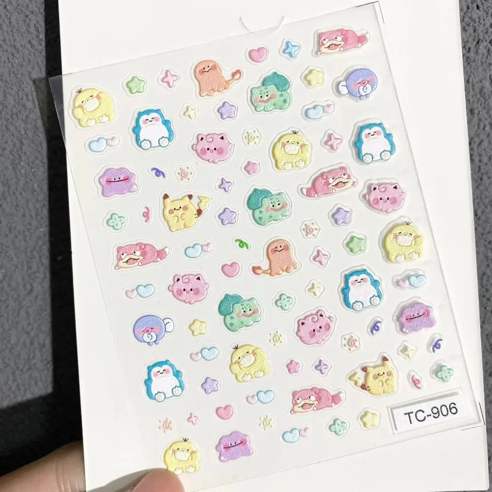 Autocollants 5D pour ongles en relief | Décalcomanies mignonnes pour ongles inspirées des mangas pour étuis de téléphone et tasses DIY