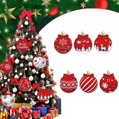 12/24PCS Wooden Christmas Ball Ornaments – Hanging Pendant Decorations for Christmas Parties, Yard, Tree & Holiday Home Decor