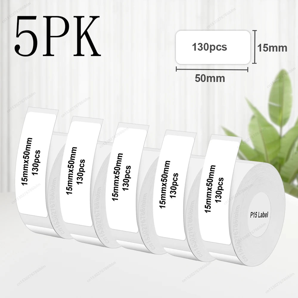 3/5/10PK P15 Thermal Label Paper Stickers – 12x40mm & 15x30mm Self-Adhesive Labels Compatible with Phomemo D30, Q30, Marklife P15/P12 & DELI Q2 Printers