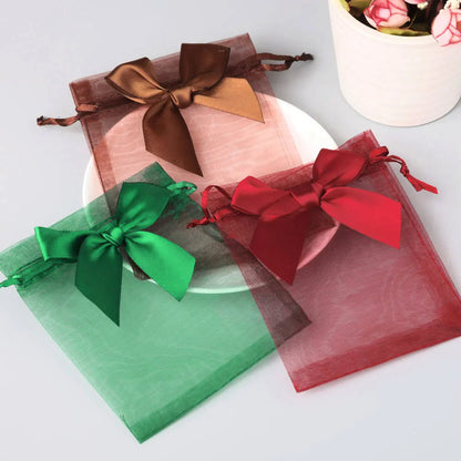 10/20/50PCS Organza Drawstring Gift Bags with Bow – Jewelry, Candy & Party Favor Pouches for Weddings, Christmas & Special Events