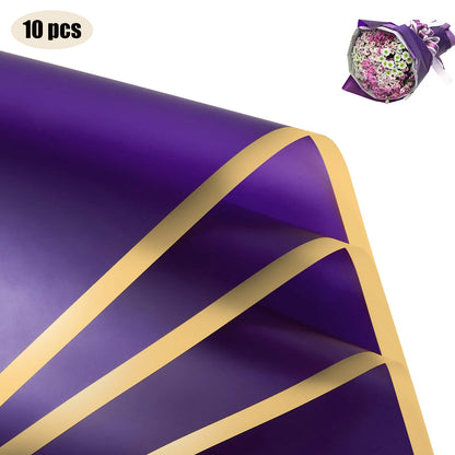 10 hojas de papel de envolver flores impermeable con bordes dorados para ramos, bodas, regalos y arreglos florales de bricolaje
