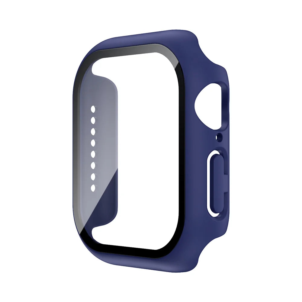 Funda con protector de pantalla de cristal templado para Apple Watch Series 10, 9, 8, 7, 6, SE y 5 (38 mm-46 mm) – Cubierta protectora completa 2 en 1