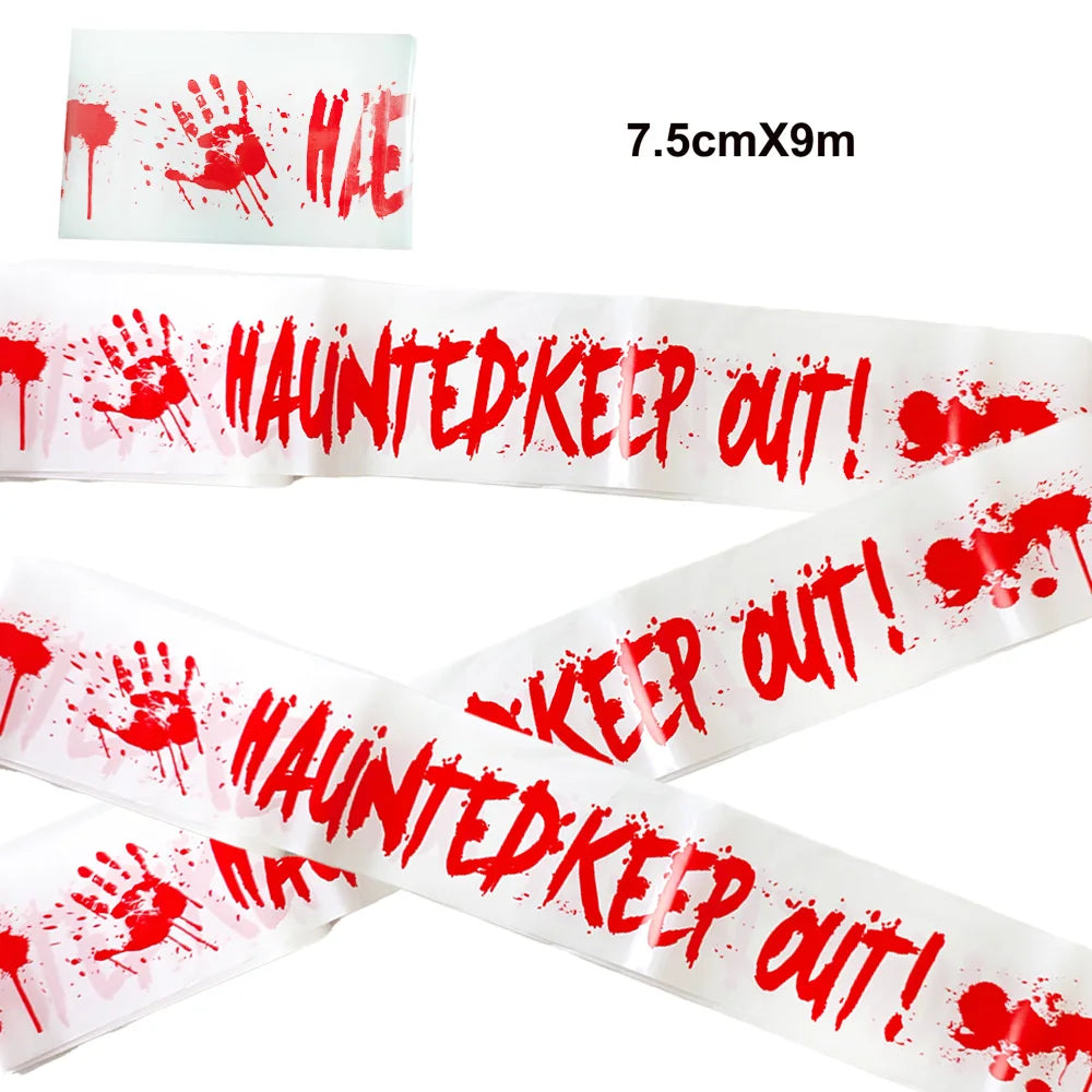 Halloween Warning Tape – Scary Caution & Hazard Tape Roll for Indoor & Outdoor Party Decorations, Spooky DIY Props & Haunted House Decor