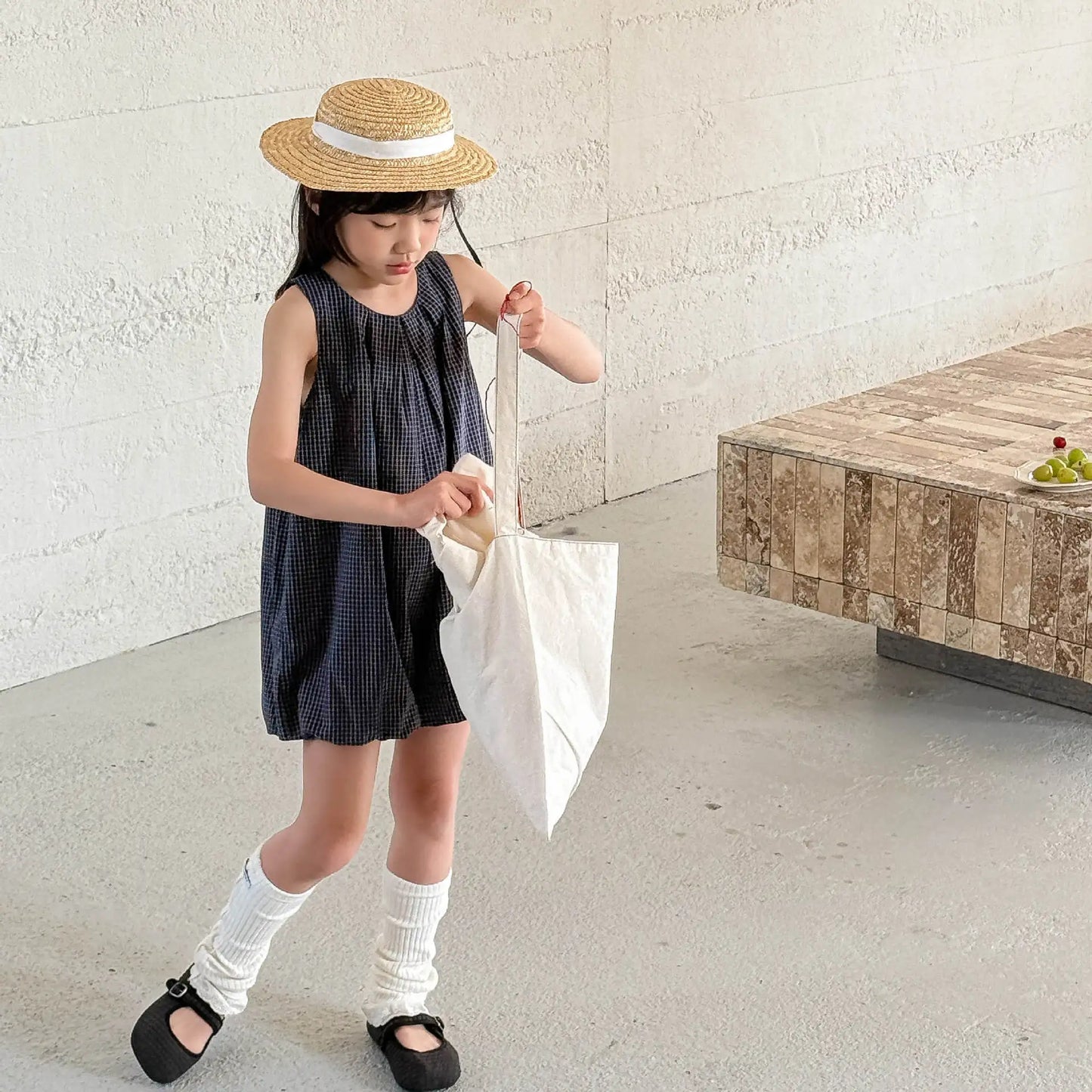 Deer Jonmi 2026 Mono a cuadros de verano para bebé niña – Pelele linterna sin mangas estilo coreano, body informal de ajuste holgado para niños, conjunto de verano cómodo para bebés y niñas