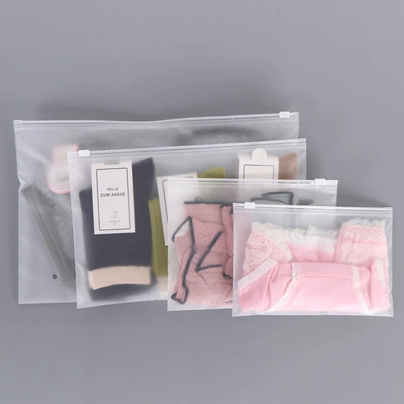 Matte Frosted Zipper Packaging Bags for Clothing, Shirts, Socks, Storage & Shipping – Reusable Plastic Pouches