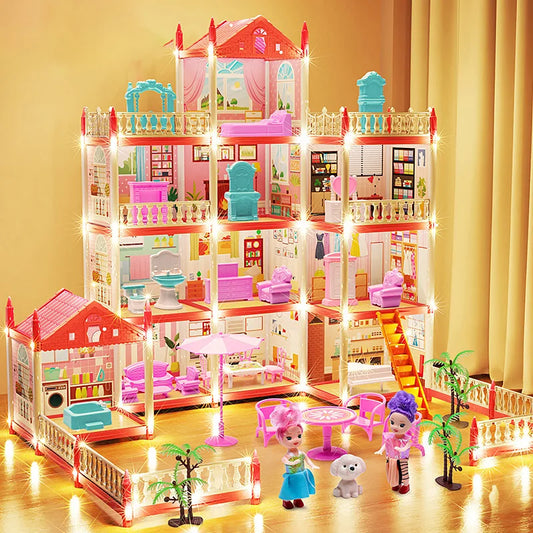 3D DIY Mini Castillo de Princesa de Juguete para Ensamblar con Luces LED – Set de Accesorios Creativo para Casa de Muñecas, Regalo de Cumpleaños para Niña
