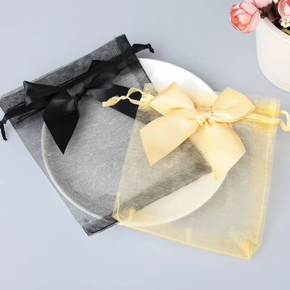 10/20/50PCS Organza Drawstring Gift Bags with Bow – Jewelry, Candy & Party Favor Pouches for Weddings, Christmas & Special Events