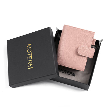 Moterm Passport Size Travel Journal – Genuine Cowhide Pebbled Leather Notebook & Organizer with Double Snap Closure