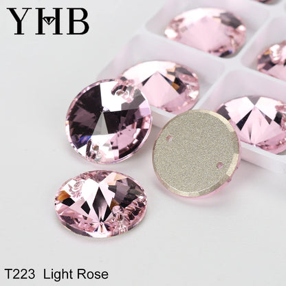 Strass à coudre YHB Crystal Rivoli – Pierres à coudre plates en verre pour vêtements, sacs et artisanat de bricolage