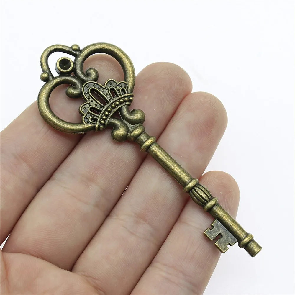 2 pendentifs clé de grande taille – Breloques de style tibétain pour la création de bijoux, fournitures artisanales pour colliers, bracelets et accessoires