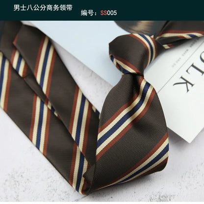 Corbata de hombre de 8 cm con rayas tejidas, formal de negocios para bodas, oficina y fiestas