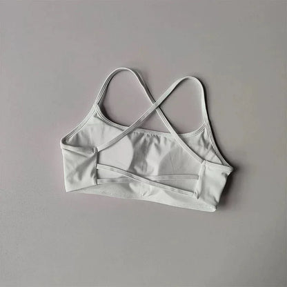 Women’s Cross Back Sports Bra – Shockproof Gathered Gym & Running Yoga Vest for Summer Fitness