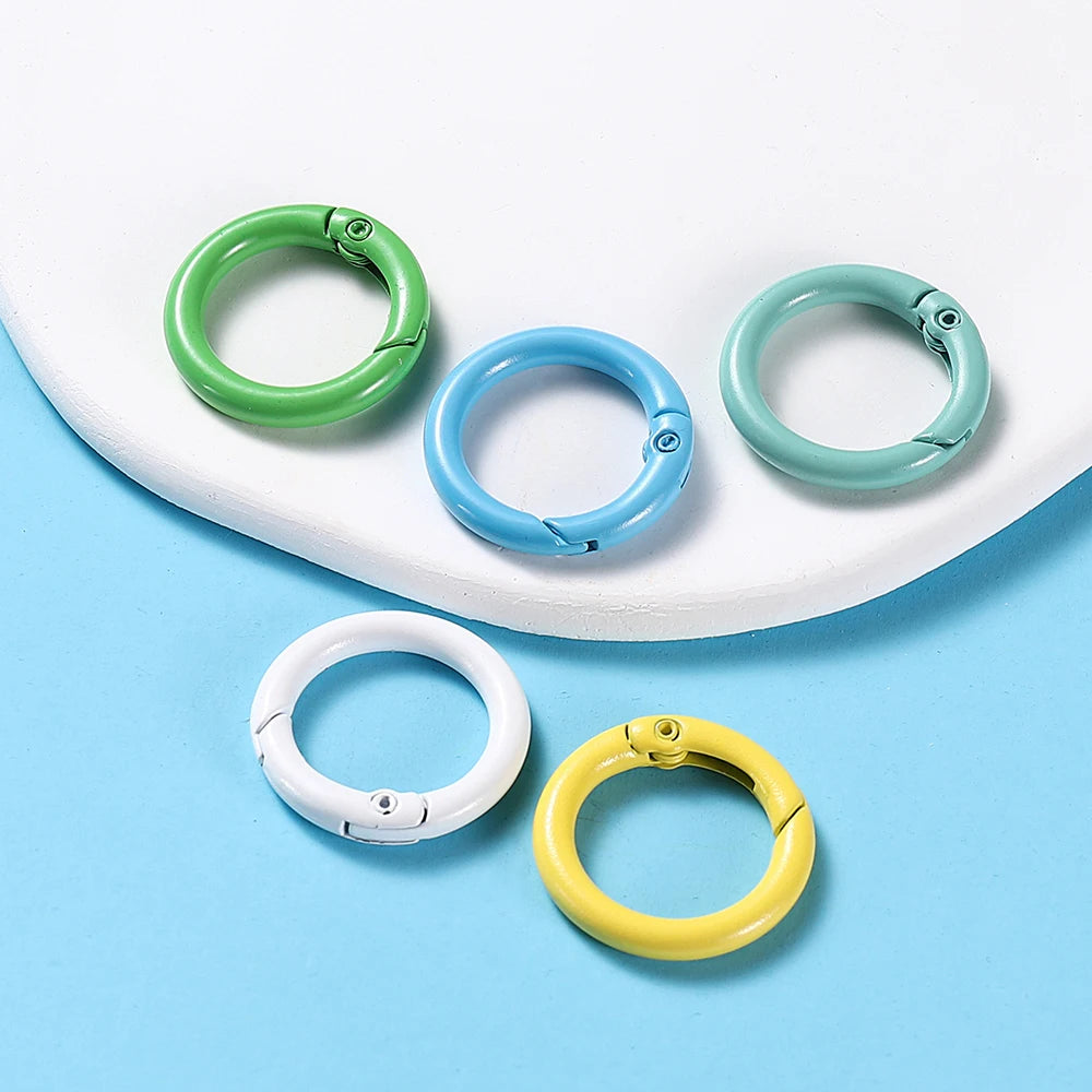 5-Piece Metal Spring O-Ring Carabiner Keychain Clips – Openable Round Buckle Connectors for DIY Keychains, Dog Chains & Jewelry Making