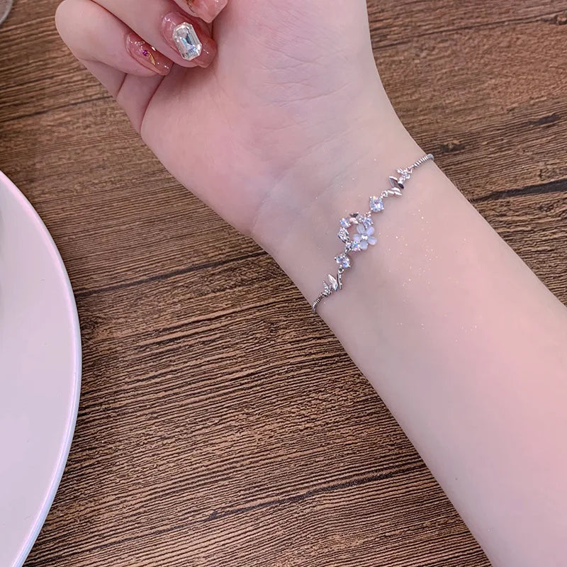 Women’s Fashion Four Leaf Grass Gold Color Adjustable Bracelet Korean Style Wedding Party Jewelry