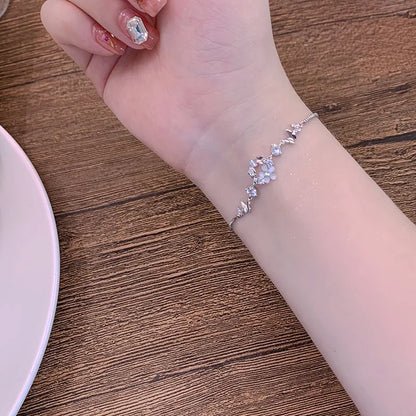 Women’s Fashion Four Leaf Grass Gold Color Adjustable Bracelet Korean Style Wedding Party Jewelry