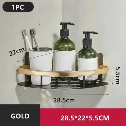 Étagère de Douche Murale sans Perçage – Support d'Angle en Aluminium pour Shampooing, Savon et Rangement de Toilette
