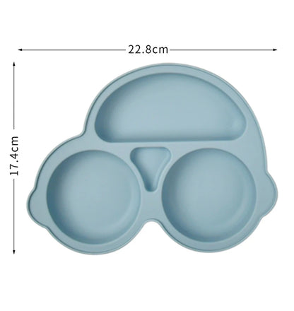 Assiette à ventouse en silicone pour bébé – Assiette repas sourire pour tout-petits avec compartiments, vaisselle pour enfants sans BPA