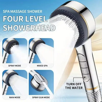Cabezal de ducha filtrado Supercharged – Pulverizador de ducha ajustable de 4 modos de ahorro de agua, cabezal de ducha de baño de alta presión con filtro de sellado de agua y ajustes de pulverización multifuncionales