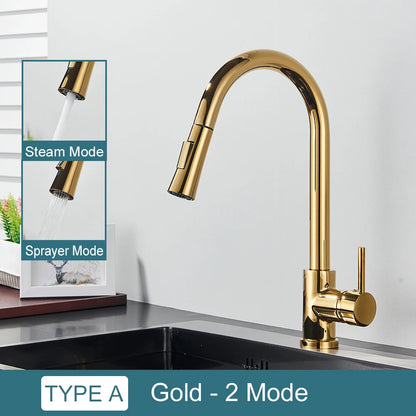 Black Kitchen Faucet – Single-Handle Pull-Out Mixer Tap with 2-Function Spray, Hot & Cold Water, Deck-Mounted Sink Faucet