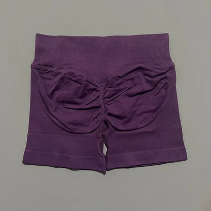HISTELLO Pantalones cortos de yoga sin costuras de 4.5" para mujer – Pantalones cortos deportivos de talle bajo con efecto fruncido para gimnasio, fitness, correr y ropa deportiva