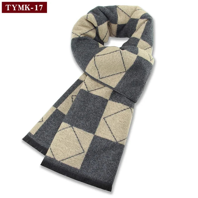 Écharpe d'hiver en imitation cachemire pour homme, douce à carreaux, chaude en mélange de laine, longue, châle, cache-col