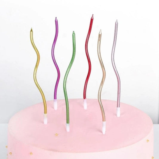 6PCS Curved Cake Decorations – Colorful Cake Toppers for Birthday & Wedding Parties, Decorative Cake Accessories