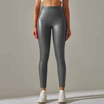 6 Color Autumn Winter Thin Velvet PU Leather Leggings Women High Elastic Waist Trousers Sexy Slimming Pants